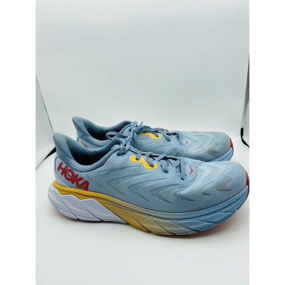 HOKA Men\'s Arahi 6 Lace Up Running Shoes Light Blue/Red/Orange Size 11.5D main image 6